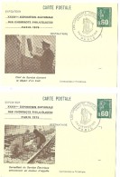 LBR36- FRANCE 2 CP BEQUET 60c REPIQUAGE CHEMINOTS PHILETELISTES PARIS 1975 - Bijgewerkte Postkaarten  (voor 1995)