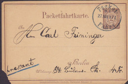 Germany Deutsches Reich Neue Berliner Omnibus-& Packetfahrt-Actien-Gesellschaft Packetfahrtkarte 1887 (2 Scans) - Privatpost