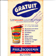 BUVARD ANCHOIS, CORNICHONS, MOUTARDE PAUL JACQUEMIN Par Sté F.T.P. TOULOUSE  21X13.5 BON ETAT VOIR SCAN - Mosterd