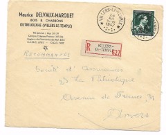 Sterstempel / Cachet étoile * VILLERS-LE-TEMPLE* 1947  Recom.    Voorzijde/devant    Leopold - 1948 Export