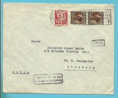 339+402 Met Stempel ANTWERPEN Naar Goteborg (Suede) Met Stempel TROUVE A LA BOITE + VERFIFIE (nederlands Geschrapt) ! - 1934-1935 Leopold III