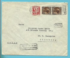 339+402 Met Stempel ANTWERPEN Naar Goteborg (Suede) Met Stempel TROUVE A LA BOITE + VERFIFIE (nederlands Geschrapt) ! - 1934-1935 Léopold III