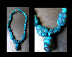 Ancien Collier Indien Turquoise / Vintage Indian Turquoise Necklace - Necklaces/Chains