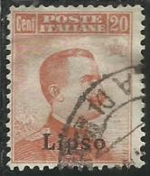 COLONIE ITALIANE EGEO 1917 LIPSO SOPRASTAMPATO D´ITALIA ITALY OVERPRINTED CENT 15 SENZA FILIGRANA UNWATERMARK USATO USED - Aegean (Lipso)