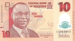 NIGERIA 10 NAIRA 2011 P-39 UNC 6 DIGIT SER. SIGN. 19.  [ NG235f ] - Nigeria