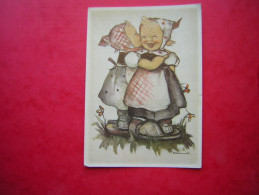 CPSM ILLUSTRATION SIGNEE HUMMEL  ENFANT 2 ENFANTS FILLES / FILLETTES   VOYAGEE 1959 ?? - Hummel