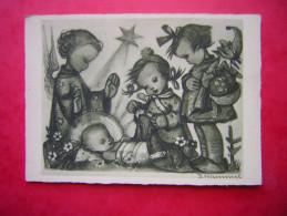 CPSM ILLUSTRATION SIGNEE B HUMMEL  ENFANT   ENFANTS FROHE WEIHNACHTEN !   VOYAGEE - Hummel