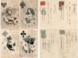Cartes A Jouer - Série De 4 CPA - Les 4 Dames - Horoscope       (90035) - Playing Cards