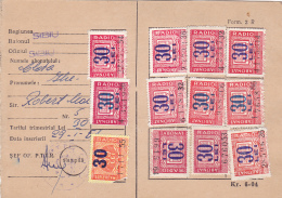 #BV2334         RADIO NOTEBOOK, 12 X STAMPS,  FISCAUX STAMPS, ,  ROMANIA. - Fiscales