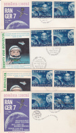 #BV2354   SPAIN, EXIL, COSMOS, MOON, 4X  FDC,  1964, 2X STAMPS IN PAIR, ROMANIA. - FDC