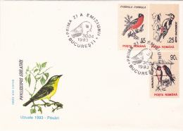 #BV2404    BIRDS, CLIMBING BIRDS,  STAMPS ON COVER, FDC, 1993 , ROMANIA. - Pics & Grimpeurs