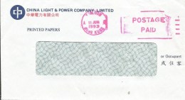 Hong Kong 1993 Kowloon A Postage Paid Unfranked Electricity Company Cover - Brieven En Documenten