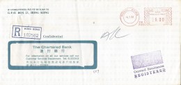 Hong Kong 1983 Chartered Bank Pitney Bowes-GB “5340” PB799 Meter Franking Registered Cover - Brieven En Documenten