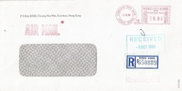 Hong Kong 1990 Cheung Sha Wan Pitney Bowes-GB “5340” PB1230 Meter Franking Registered Cover - Cartas & Documentos