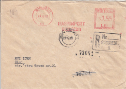 48454- AMOUNT 1.55, COMPANY ADVERTISING, BUCHAREST, RED MACHINE STAMPS ON REGISTERED COVER, 1968, ROMANIA - Briefe U. Dokumente