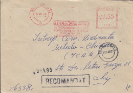 48457- AMOUNT 1.55, COMPANY ADVERTISING, BUCHAREST, RED MACHINE STAMPS ON REGISTERED COVER, 1968, ROMANIA - Briefe U. Dokumente