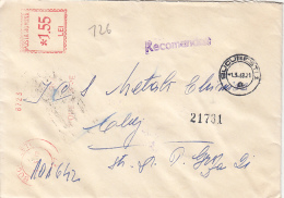 48458- AMOUNT 1.55, COMPANY ADVERTISING, BUCHAREST, RED MACHINE STAMPS ON REGISTERED COVER, 1968, ROMANIA - Briefe U. Dokumente