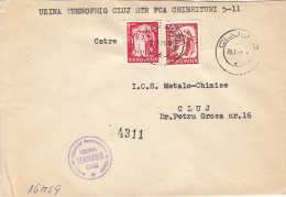 48464- TEXTILE FACTORY, NUCLEAR REACTOR, STAMPS ON REGISTERED COVER, 1968, ROMANIA - Briefe U. Dokumente