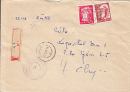 48465- TEXTILE FACTORY, NUCLEAR REACTOR, STAMPS ON REGISTERED COVER, 1968, ROMANIA - Briefe U. Dokumente