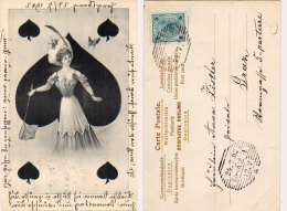 Cartes A Jouer - Femme - Pique - Illustration De E. DCHIENDL - Papillon  (90083) - Playing Cards