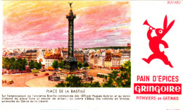 BUVARD PAIN D'EPICES GRINGOIRE "PLACE DE LA BASTILLE" 16X9 BON ETAT VOIR SCAN - Honigkuchen-Lebkuchen