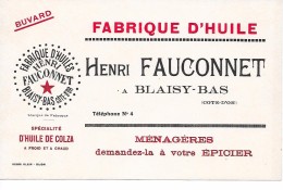 BUVARD  -  Henri  Fauconnet  Fabrique D'Huile  à Blaisy - Bas ( 21 ) - Levensmiddelen