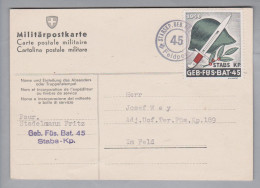 Schweiz Soldatenmarken Geb.Füs.Bat.45 Stabs-Kp. Auf Militärpostkarte - Documenten