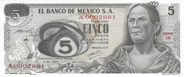 MEXICO 5 PESOS 1969 P-62a UNC SERIE 1A LOW SERIAL A0002881 [ MX062a ] - Mexico