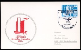 DDR PP17 D2/006b Privat-Postkarte COMECON ZIVILLUFTFAHRT Dresden Sost.1977  NGK 5,00 € - Privé Postkaarten - Gebruikt