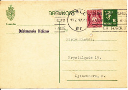 Norway Postal Stationery Lettercard Uprated And Sent To Denmark Oslo 13-2-1934 (archive Hole On The Card) - Briefe U. Dokumente