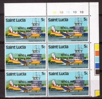 S.Lucia 1984, Rumbridge Rugby Tour Block Of 6 INVERTED OVPT. - Fehldrucke
