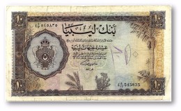 LIBYA - 10 POUNDS - L. 1963 - P 27 - ( 188 X 110 ) Mm - King EDRIS I - 1.ª Issue Very Scarse - 2 Scans - Libye