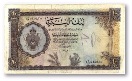 LIBYA - 10 POUNDS - L. 1963 - P 27 - ( 188 X 110 ) Mm - King EDRIS I - 1.ª Issue Very Scarse - 2 Scans - Libië