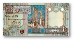 LIBYA - 1/4 Dinar - ( 2002 ) - P 62 - Unc. - Sign. 4 - Serie 5 - 2 Scans - Libië