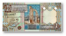 LIBYA - 1/4 Dinar - ( 2002 ) - P 62 - Unc. - Sign. 4 - Serie 5 - 2 Scans - Libyen