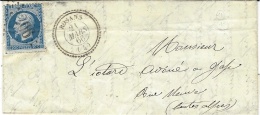 1869- Enveloppe De ROSANS ( Htes Alpes ) Cad T22 Affr. N°22 Oblit. G C 3206 - 1849-1876: Période Classique