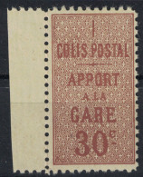 France - Timbre Pour Colis Postaux YT N° 28 * TTB (Centrage + Bord De Feuille) " Apport à La Gare " 30c Brun - Neufs