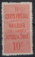 France - Timbre Pour Colis Postaux YT N° 6 Neuf * TB (+ Beau Centrage) " Valeur Déclarée " 10c Rouge Dentelé 11 - Nuovi