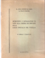 Fascicolo - INTERVENTO DI VOTO ALLA CAMERA DEI DEPUTATI - A. G. M. Roma 1973 - Law & Economics