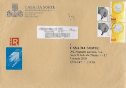 TIMBRES - STAMPS - LETTRE RECOMMANDÉ - PORTUGAL - TIMBRES DIVERS (OISEAUX ET EURO) - Covers & Documents