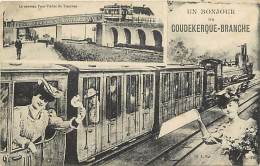 Delcampe - -ref- L854- Nord - Coudekerque Branche - Souvenir De.. - Montage Photographique Train - Trains - Medaillon Tramway - - Coudekerque Branche