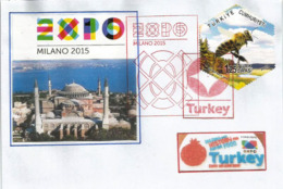 TURQUIE, Lettre Du Pavillon TURC A L'EXPO UNIVERSELLE MILAN 2015, Avec Timbre Turquie + Tampons Du Pavillon - 2015 – Milano (Italia)