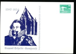 DDR PP18 B2/015 Privat-Postkarte FARBFLECK Scheidt Komponist Halle 1987 - Private Postcards - Mint