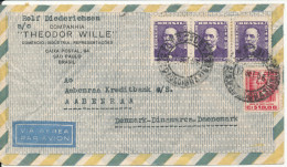 Brazil Air Mail Cover Sent To Denmark 1956 - Airmail