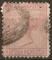 NZ 1874 4d Maroon FSF QV P12.5 SG 155 U #UK317 - Usados