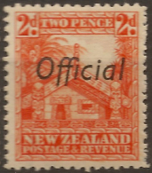 NZ 1936 2d Whare Official P14 SG O123c HM #UK183 - Dienstmarken