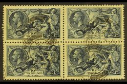 1934 10s Indigo Re-engraved Seahorses, SG 452, Fine Cds Used BLOCK Of 4 Cancelled By Four "London" Cds's, Fine... - Unclassified