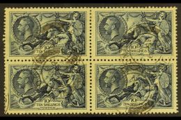 1934 10s Indigo Re-engraved Seahorses, SG 452, Fine Cds Used BLOCK Of 4 Cancelled By Four "London" Cds's, Fine... - Sin Clasificación