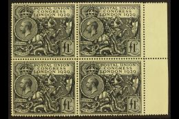 1929 £1 Black PUC, SG 438, Superb Marginal Used Block Of 4 With Light Cds Cancel On Each Stamp. Highly... - Unclassified