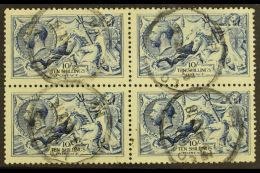 1915 10s Blue Seahorses De La Rue Printing, SG 412, Fine Cds Used BLOCK Of 4 Cancelled By Four Large  "London"... - Zonder Classificatie